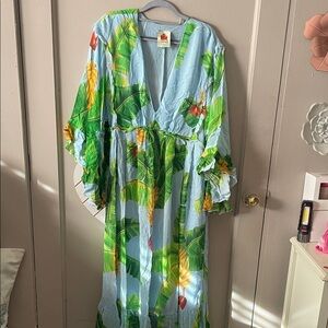 FARM Rio Tropical Print Maxi Dress - Green and Blue